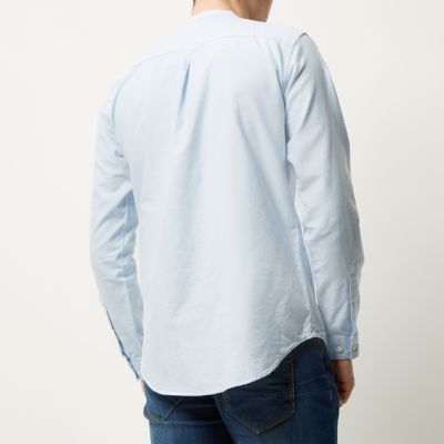 Blue Oxford long sleeve grandad shirt